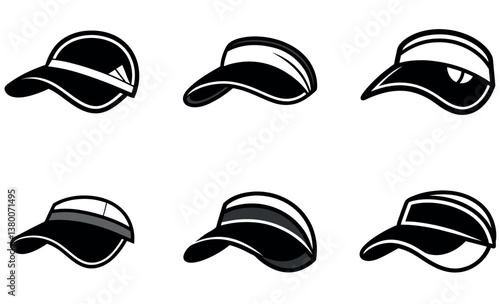 Vector Illustration of Stylish Sun Hats in Monochrome