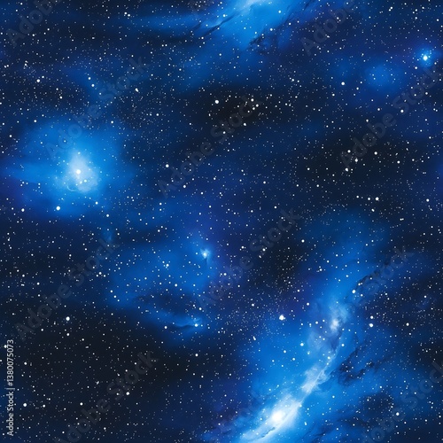 A breathtaking seamless cosmic nebula pattern featu vibrant blue hues and sparkling stars creates a stunning background ideal for wall decor or textile designs perfect for
