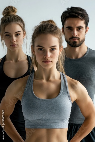 Three fit young adults posing for a health and wellness image.