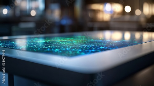 Wallpaper Mural High-tech 3D biotech visualization projects glowing blue and green cell structures on glass, revealing advanced research within a modern laboratory environment Torontodigital.ca