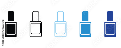 Nail polish icon vector set, nail polish silhouette vectors in flat style illustration isolated on white background.