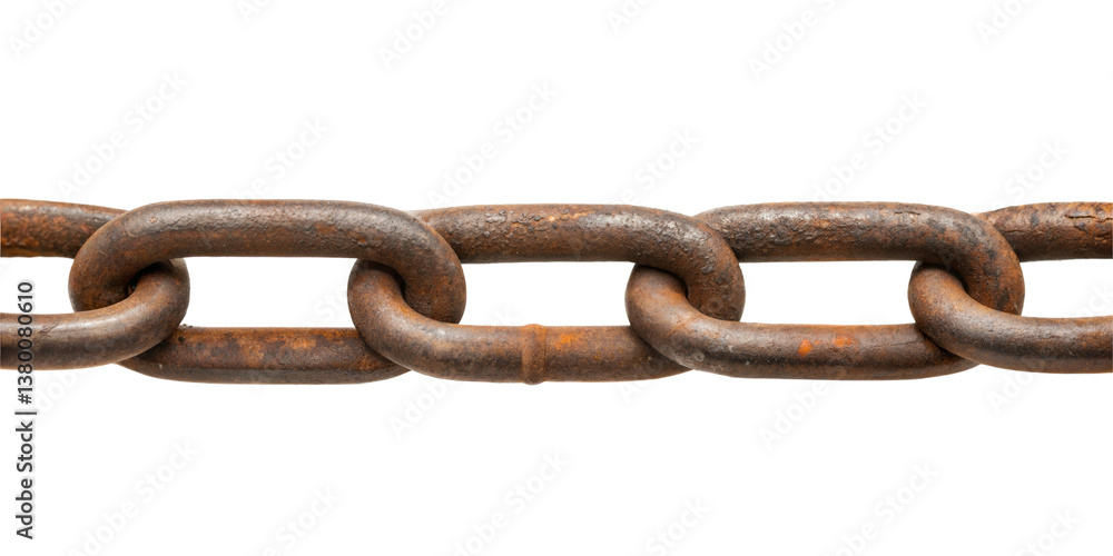 Obraz premium Vintage rusty steel chain isolated on transparent background. Cut out