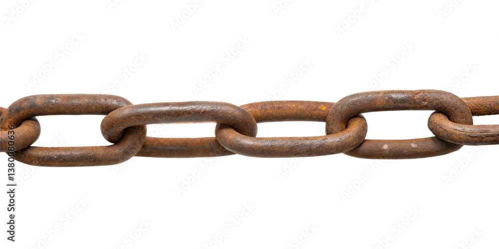 Obraz premium Vintage rusty steel chain isolated on transparent background. Cut out