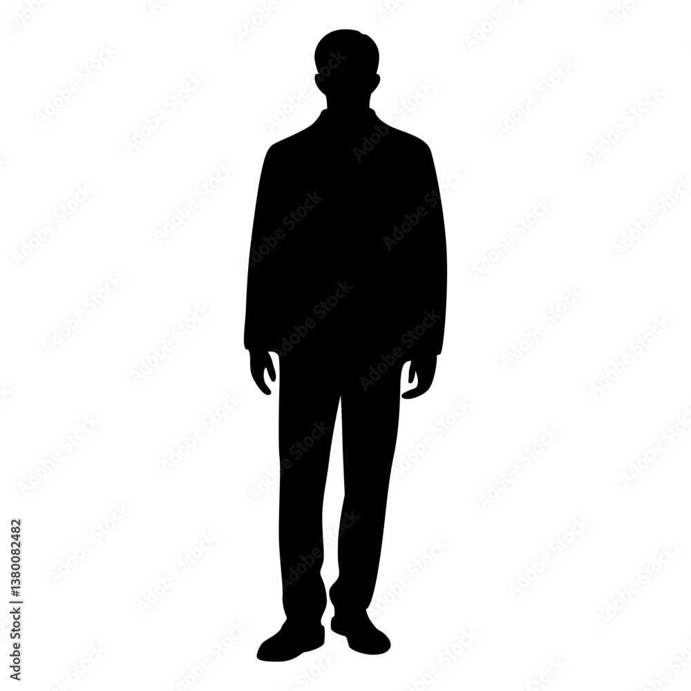 Obraz premium Standing man silhouette vector casual hands down pose