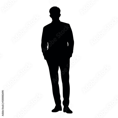 Man silhouette hands in pockets vector