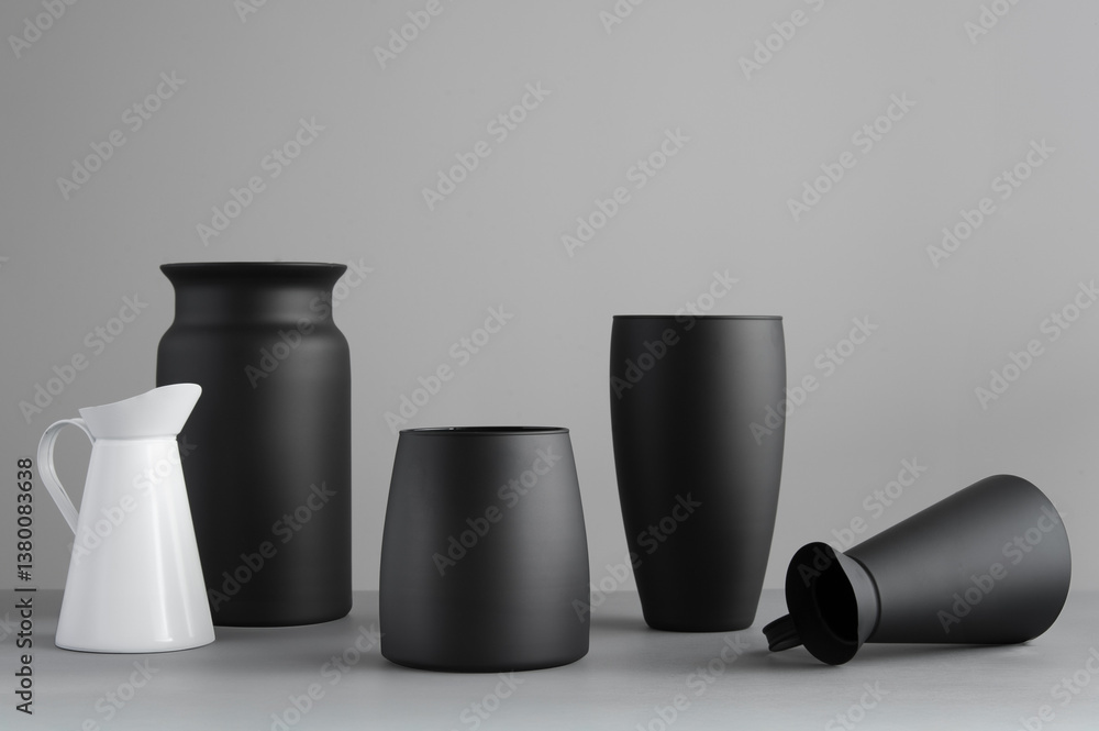 Black and White Vases: Minimalist Home Decor Still Life