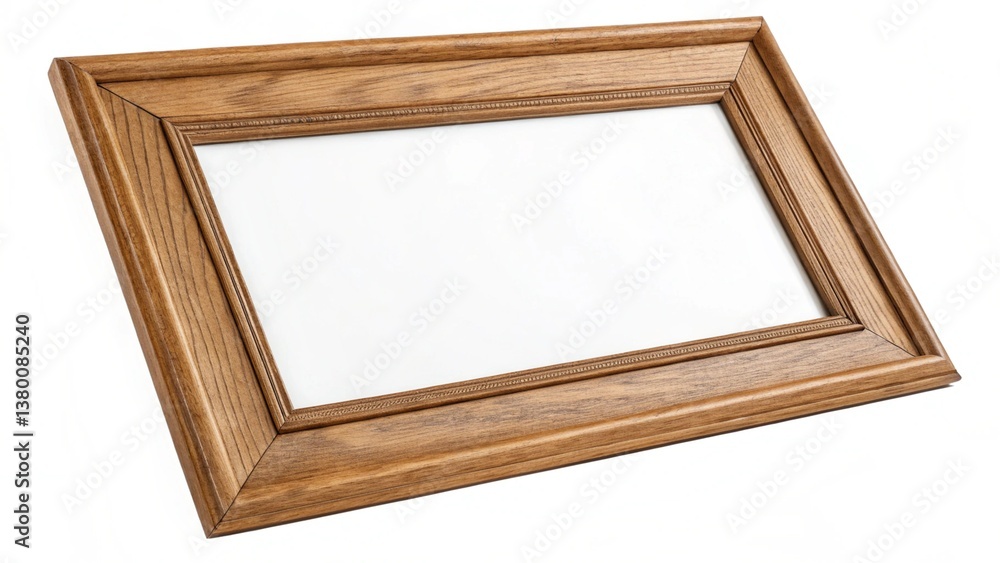Fototapeta premium Classic Wooden Picture Frame Isolated on White Background for Display or Presentation Purposes