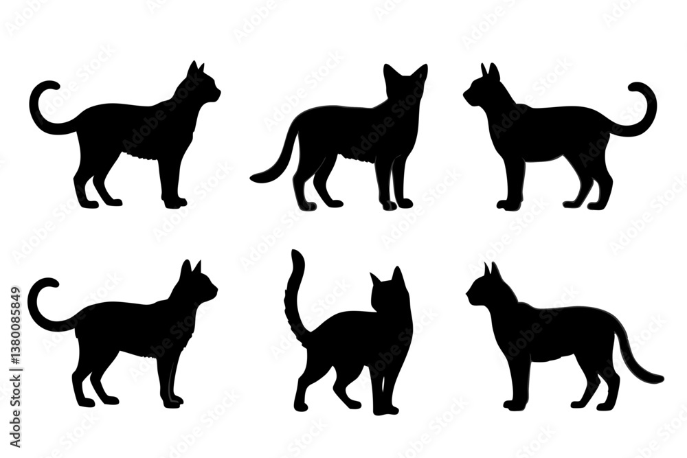 set of Russian Blue Cat silhouette vector illustration set of Russian Blue Cat silhouette vector illustration