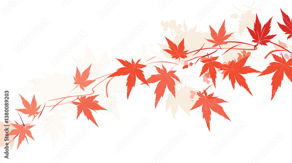 Autumn red maple leaves on white background - nature, abstract, seasonal symbol flat vector illustration Autumn red maple leaves on white background - nature, abstract, seasonal symbol flat vector illustration