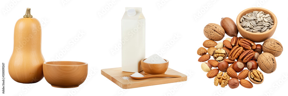 Butternut squash, milk with sugar, and mixed nuts. Butternut squash, milk with sugar, and mixed nuts.