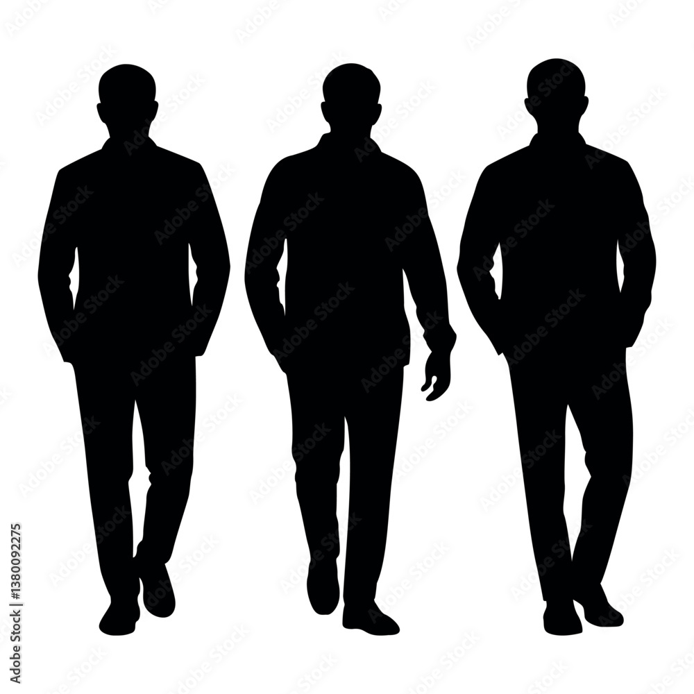 Silhouette set of three men male vector Silhouette set of three men male vector