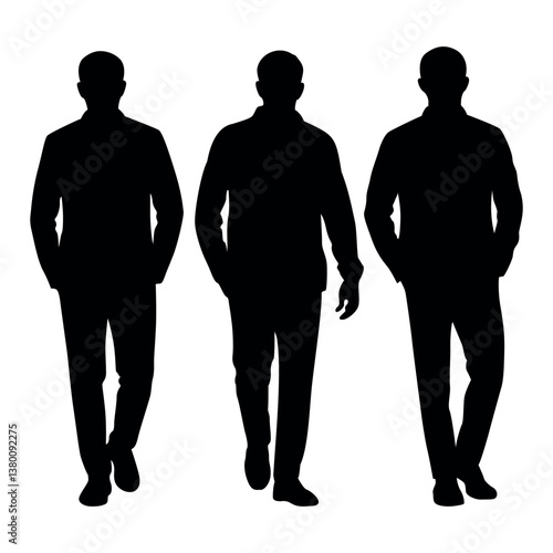 Silhouette set of three men male vector
