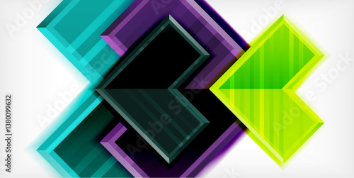 Free Download Abstract geometric composition. Overlapping shapes create dynamic visual effect. Bright colors, sharp lines, modern design. - GFXLoad