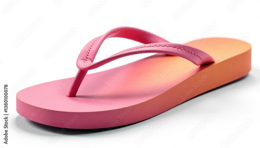 Close-up of a single flip-flop isolated on white background, simple, holiday, bright Close-up of a single flip-flop isolated on white background, simple, holiday, bright