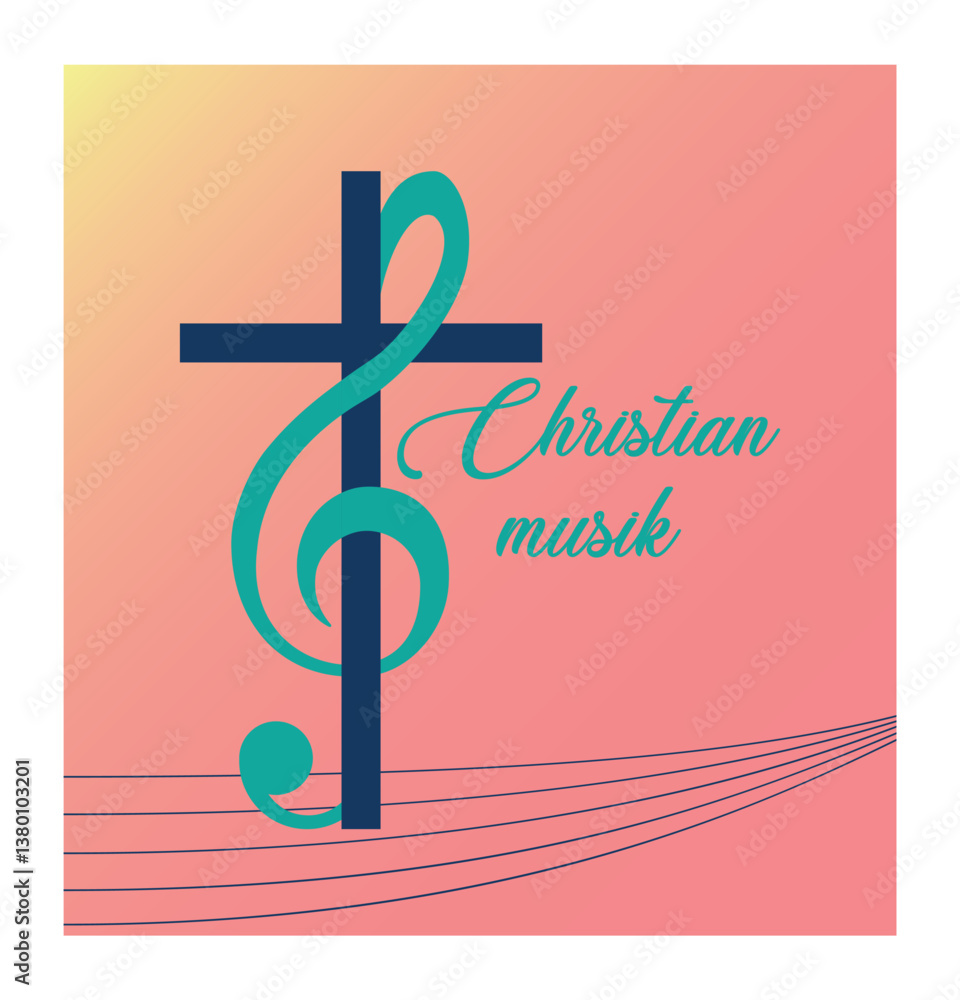 Naklejka premium Musical logo, which symbolizes Evangelical, Christian music. Logo Gospel Music. Musical logo, emblem. EPS 10. Vector illustrations