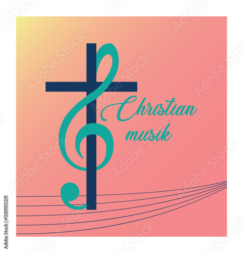 Musical logo, which symbolizes Evangelical, Christian music. Logo Gospel Music. Musical logo, emblem. EPS 10. Vector illustrations