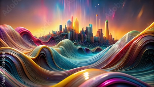 Abstract Colorful 3D Fluid Wave Background - Urban Exploration Photography