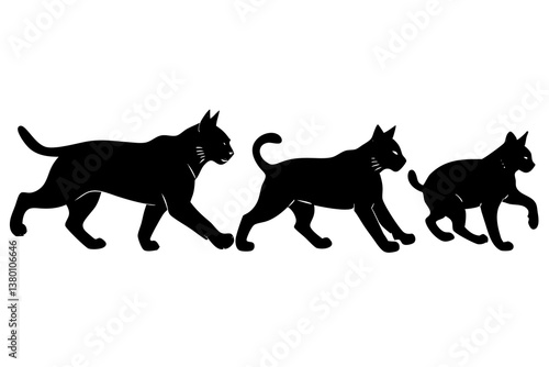 set of Lynx Cat silhouette vector illustration