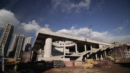 A busy construction site highlighting advancements in modern architecture