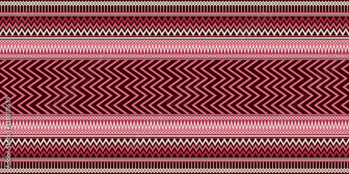 Seamless ethnic pattern made of geometric shapes designed for all types of textiles and printing, fabrics, clothing, embroidery, bohemian style, carpets.