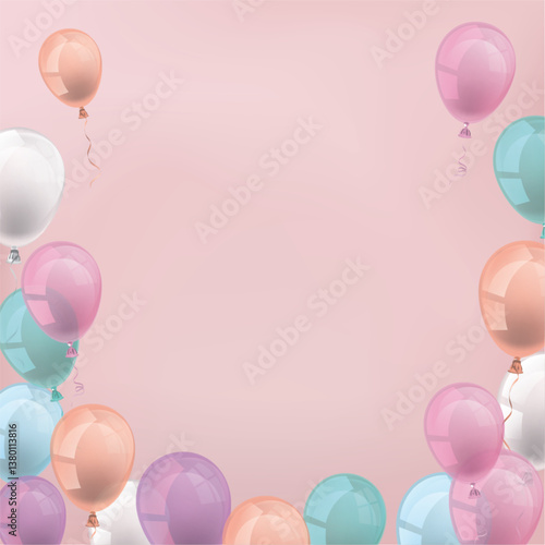 Flyer Cover mit Luftballons in Pastellfarben
