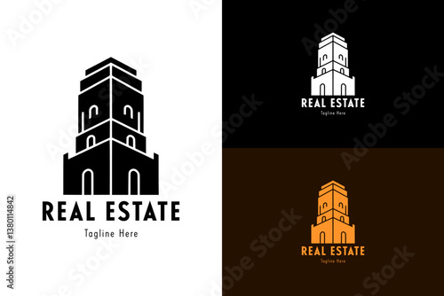 illustration of roofs in a line, icon, vector logo for property dealer, house for sale, rental house, home, vacant house, monument, builder, rent a room, construction, real estate, and more