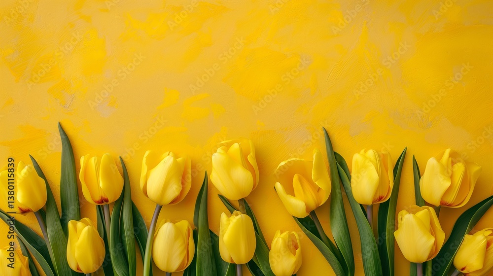 Obraz premium Vibrant Yellow Tulips on a Sunny Background