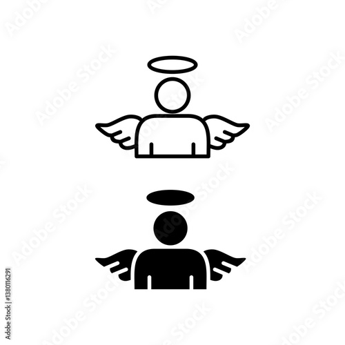 humility icon. with line style and black fill. isolated on white editable background