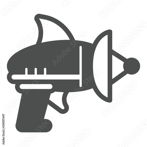 Laser gun solid icon, cosmos concept. Vector graphics. Alien blaster rifle, weapon sign on white background, glyph style icon for mobile or web design.