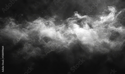 a stream of white smoke against a black backdrop, conveying mystery and a sense of the unknown. The smoke curls and drifts, creating an abstract and ethereal atmosphere