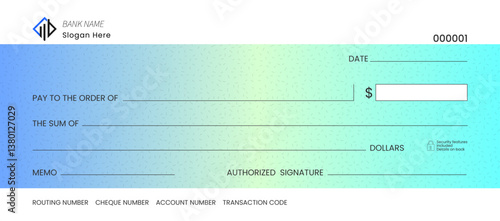 Editable bank cheque design blank check template in vector format
