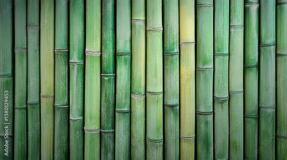 Green Bamboo Stalks Background, Natural Texture, Vertical Pattern, Abstract Nature Design