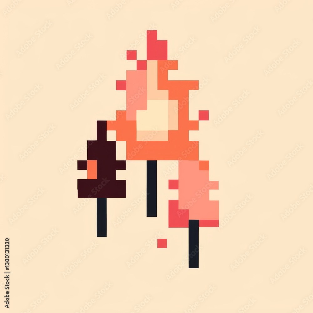Obraz premium Abstract Pixel Art Forest Fire Illustration Representing Environmental Catastrophe