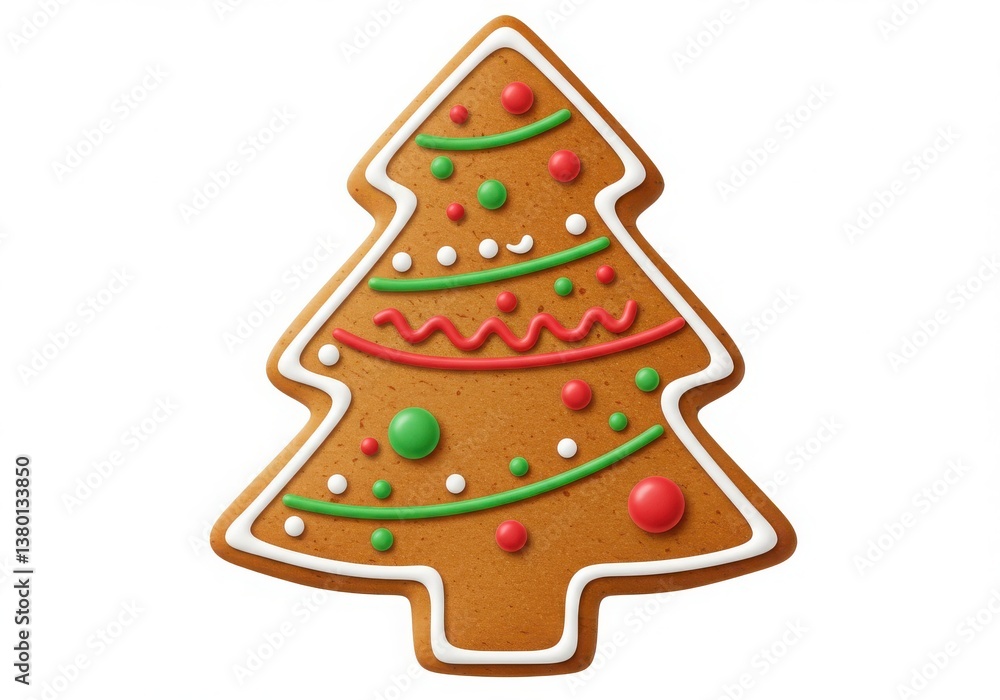 custom made wallpaper toronto digitalA christmas tree gingerbread cookie decorated with icing on a white isolated background in studio