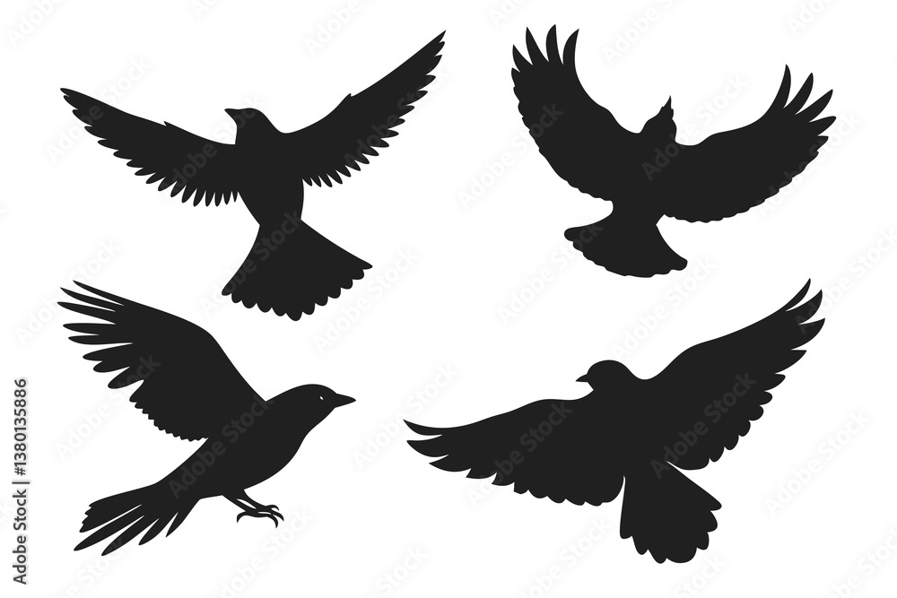 set of Birds silhouette vector illustration set of Birds silhouette vector illustration