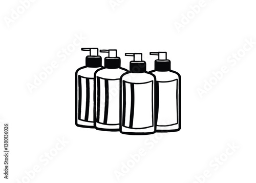 Silhouette of conditioner bottles isolated on a white background