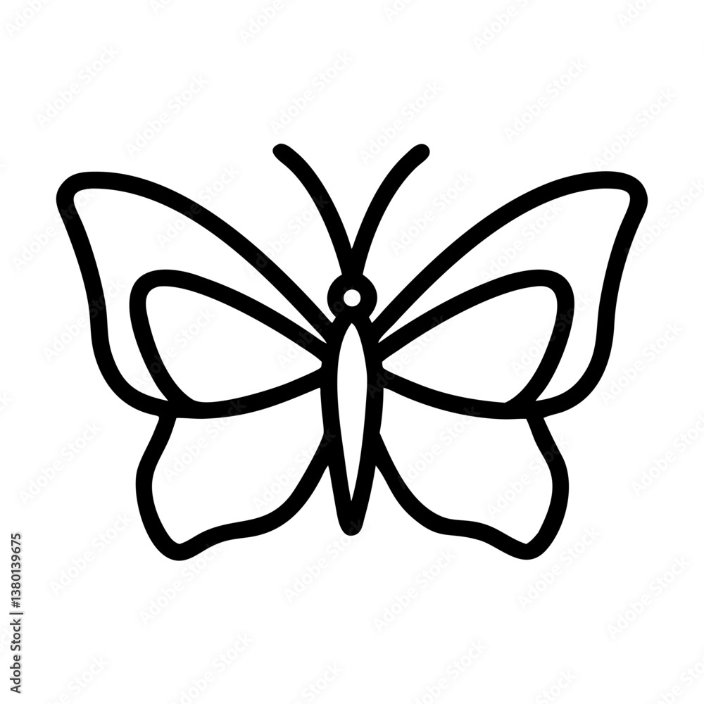 Fototapeta premium A butterfly clean black line art. 
