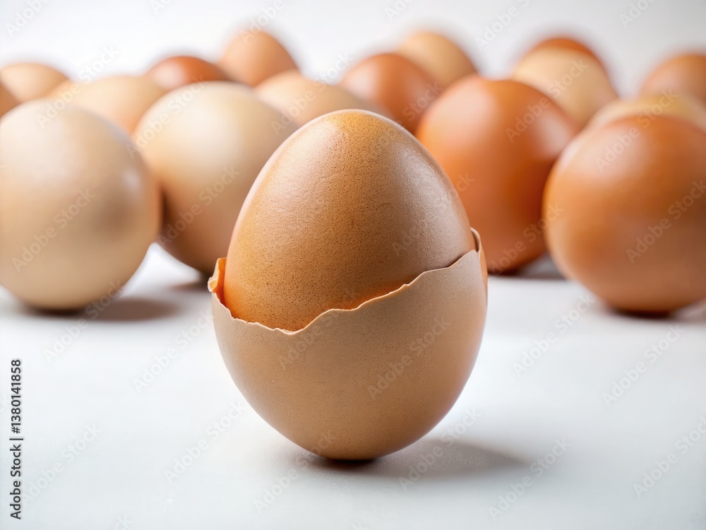 Isolated odd egg: unique textured eggshell, captured via drone photography against a pristine white backdrop. Isolated odd egg: unique textured eggshell, captured via drone photography against a pristine white backdrop.