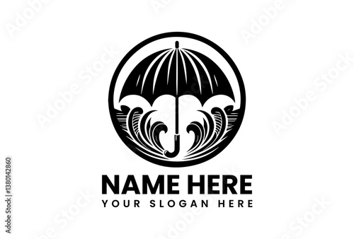 Free Download Bold Umbrella Circle Logo Vector Graphic. Unique Wave Design - GFXLoad