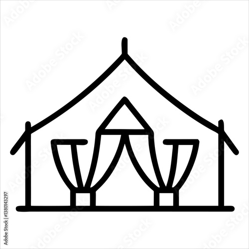 tourist tent icon editable stroke set of black