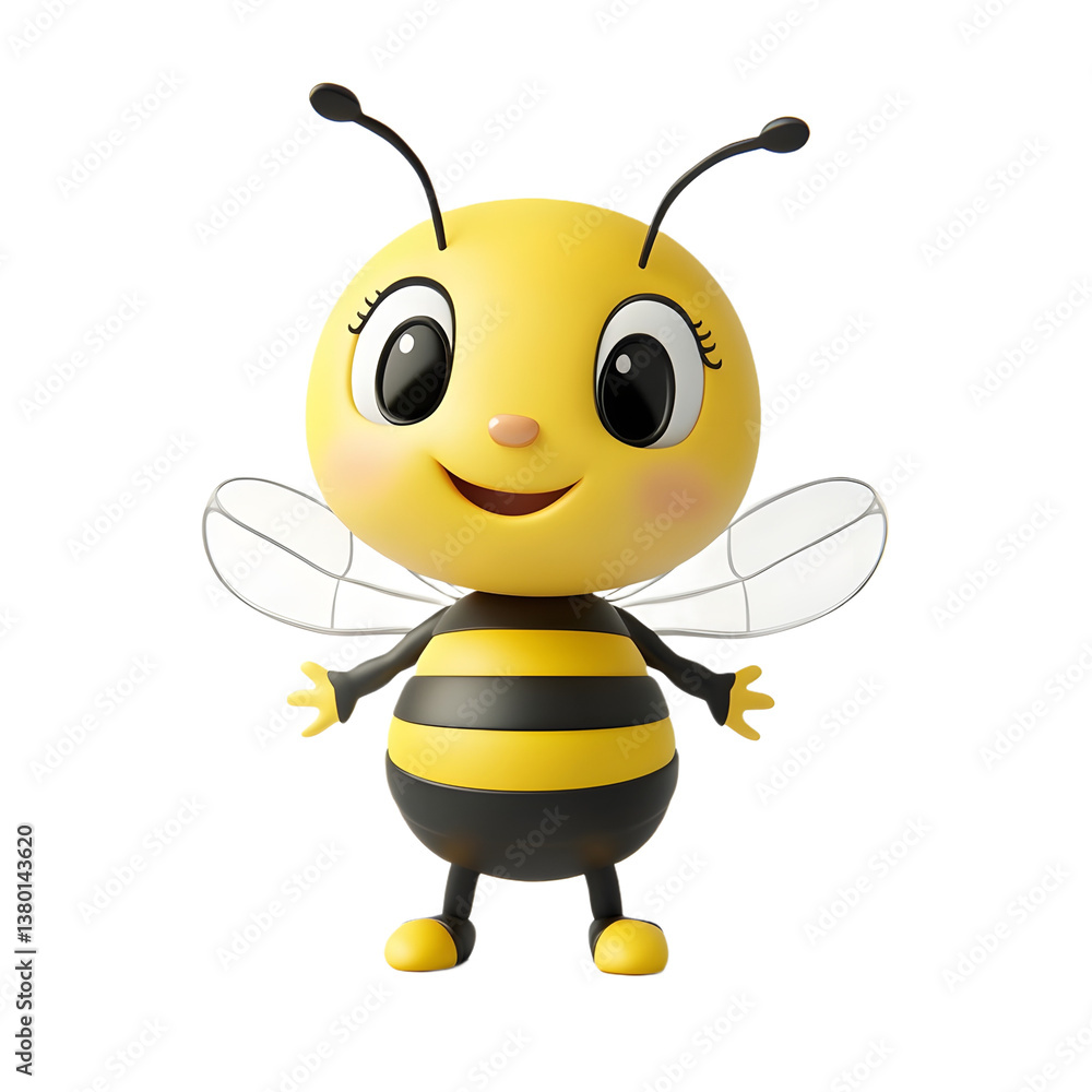 Cute bee character isolated on white background Cute bee character isolated on white background