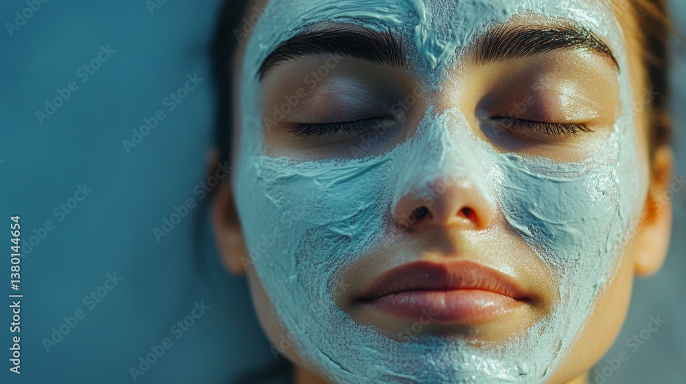 Aesthetics applying white clay mask to face of young woman in modern wellness center, above view. Beauty and aesthetic concepts, Generative AI Aesthetics applying white clay mask to face of young woman in modern wellness center, above view. Beauty and aesthetic concepts, Generative AI