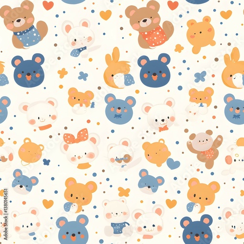 seamless cute wild animal in polka dots