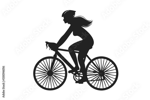 Woman Bicyclist silhouette vector illustration