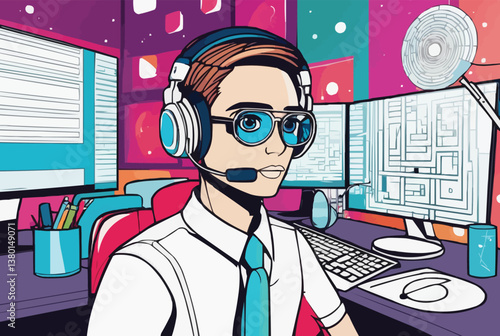 Virtual assistant giving service online internet remote job work from home