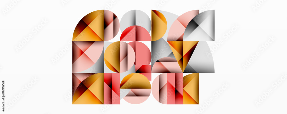 Geometric shapes create abstract lettering. Orange, pink, gray tones blend. Modern design, clean lines, minimalist aesthetic. Composition evokes digital art. Geometric shapes create abstract lettering. Orange, pink, gray tones blend. Modern design, clean lines, minimalist aesthetic. Composition evokes digital art.