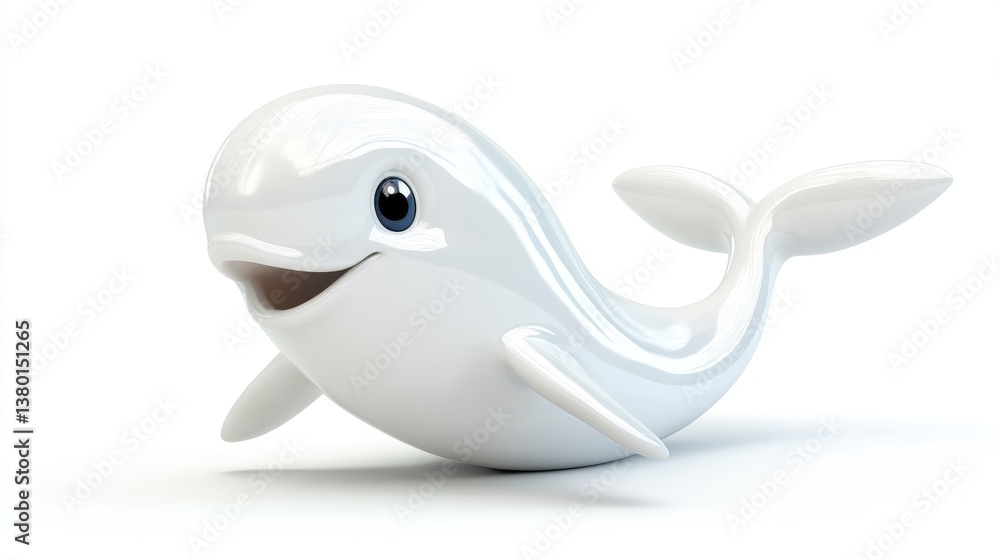 Cute cartoon whale character with round body and friendly eyes swimming gracefully in a light and airy environment Cute cartoon whale character with round body and friendly eyes swimming gracefully in a light and airy environment