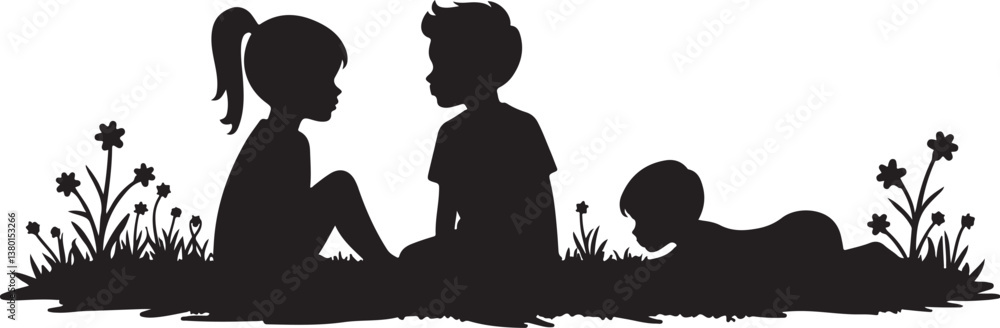 Silhouetted Children in Unity vector all Silhouetted Children in Unity vector all