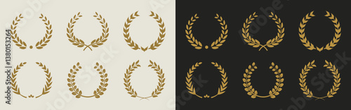 Gold laurel wreath vector pack 