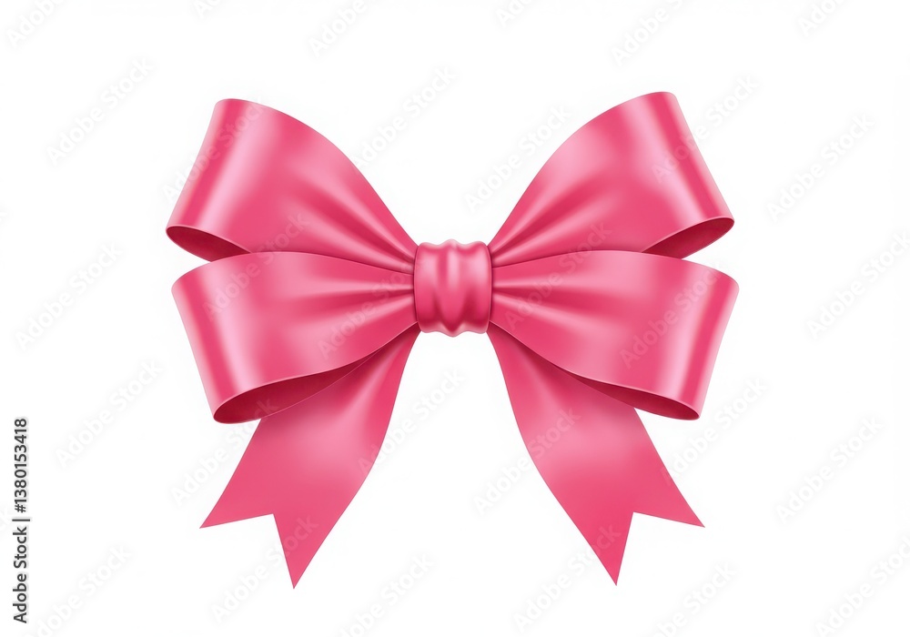 Fototapeta premium A pink satin bow with a knot in the center isolated against a plain white background image view